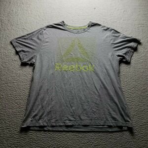 Reebok Shirt Mens 2XL Gray Delta Logo Graphic Tee Tagless Jersey Gym Fitness